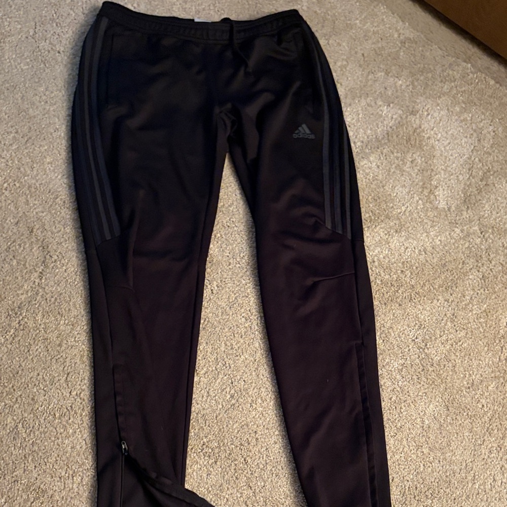 adidas Black Track Pants with Dark Grey Stripes